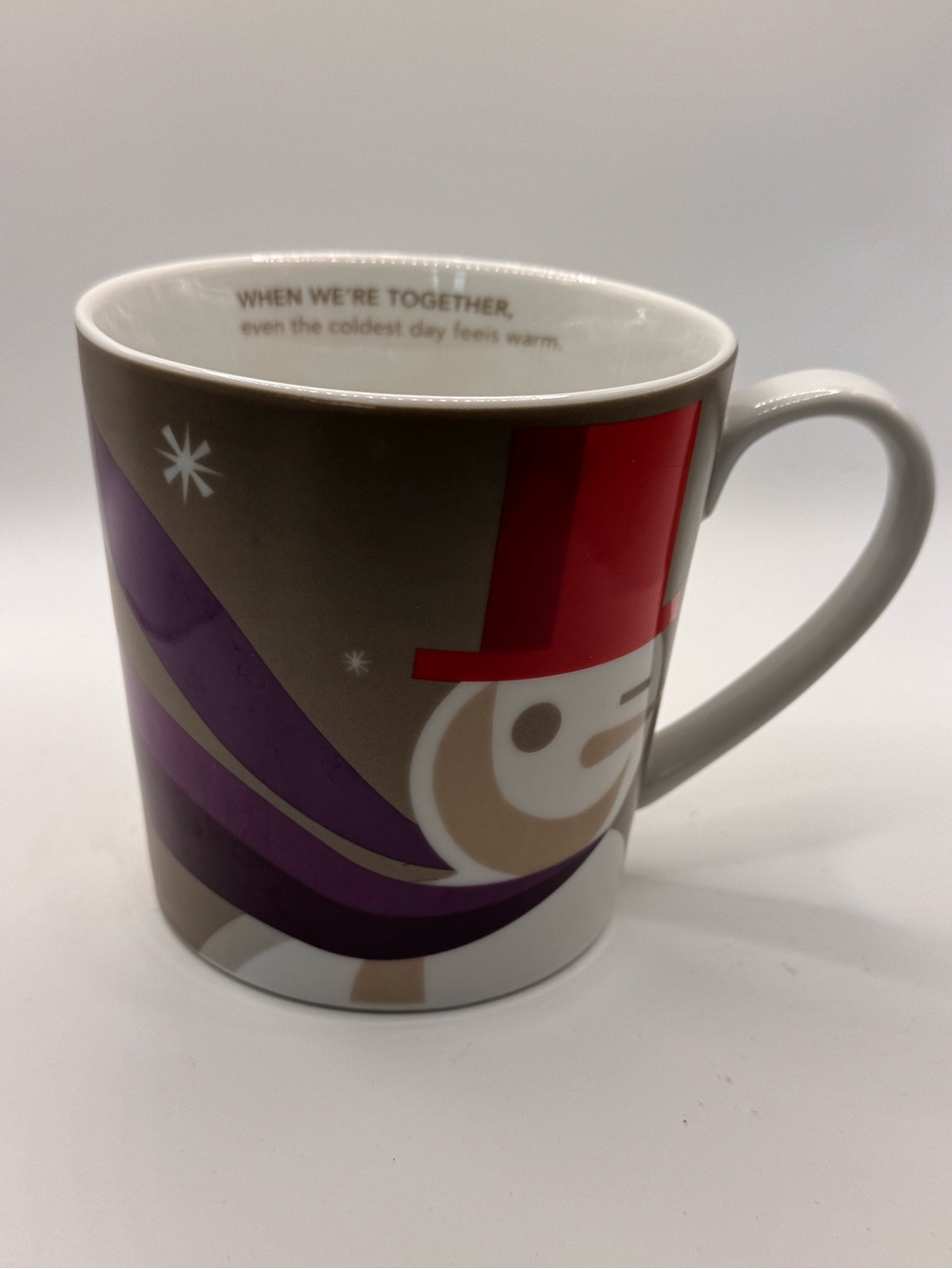 2011 Starbucks Holiday Snowman Purple Scarf Mug. 16 fl oz.